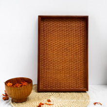 Fast Delivery Vintage Style Handicraft Hand-Woven Storage Serving Wicker Rattan Tray
